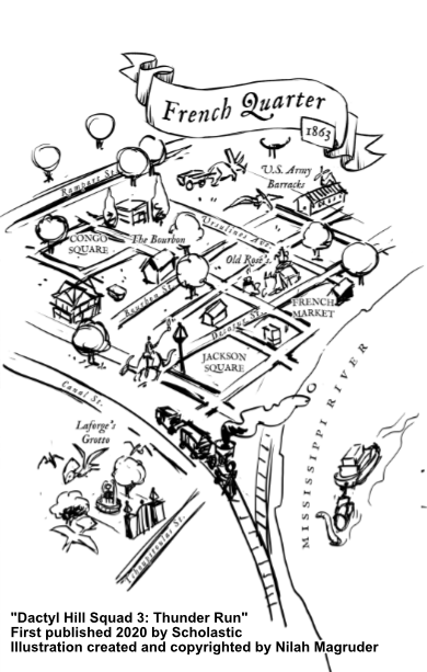 Interior illustration for Dactyl Hill Squad 3: Thunder Run.