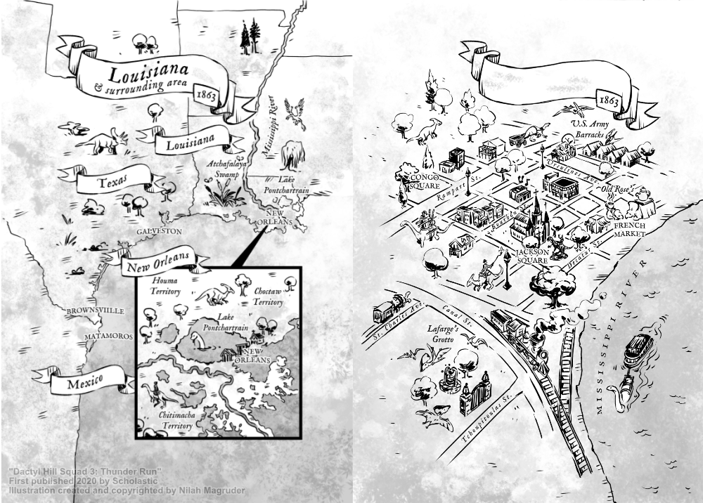 Interior illustration for Dactyl Hill Squad 3: Thunder Run.