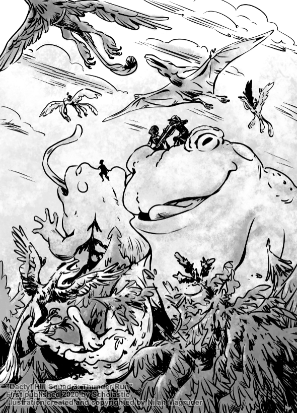 Interior illustration for Dactyl Hill Squad 3: Thunder Run.
