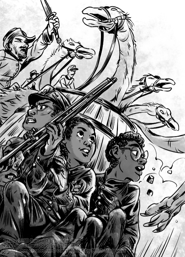 Interior illustration for Dactyl Hill Squad 3: Thunder Run.