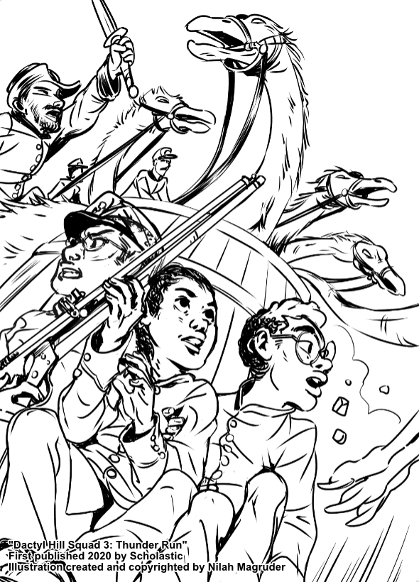 Interior illustration for Dactyl Hill Squad 3: Thunder Run.