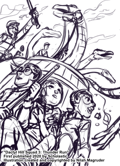 Interior illustration for Dactyl Hill Squad 3: Thunder Run.