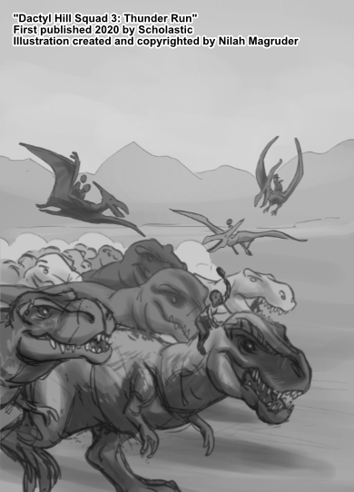 Cover illustration for Dactyl Hill Squad 3: Thunder Run.