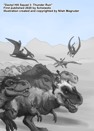 Cover illustration for Dactyl Hill Squad 3: Thunder Run.