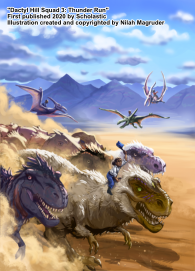 Cover illustration for Dactyl Hill Squad 3: Thunder Run.