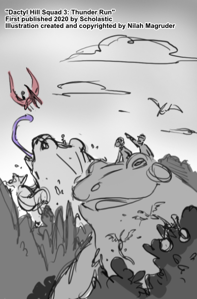 Cover illustration for Dactyl Hill Squad 3: Thunder Run.
