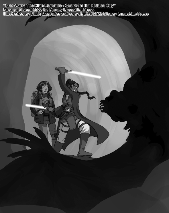 Rough sketch concept for the cover illustration of Star Wars: The High Republic - Quest for the Hidden City.
