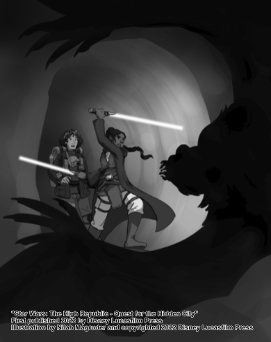 Rough sketch concept for the cover illustration of Star Wars: The High Republic - Quest for the Hidden City.