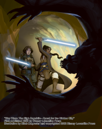 Rough sketch concept for the cover illustration of Star Wars: The High Republic - Quest for the Hidden City.