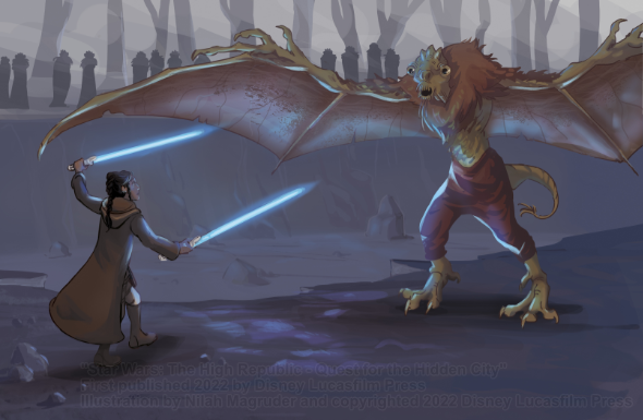 Interior illustration for Star Wars: The High Republic - Quest for the Hidden City.