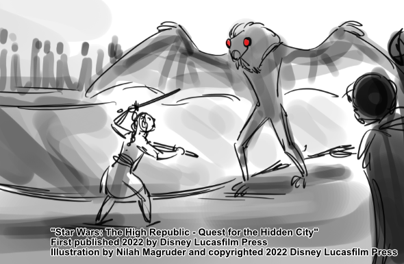 Interior illustration for Star Wars: The High Republic - Quest for the Hidden City.