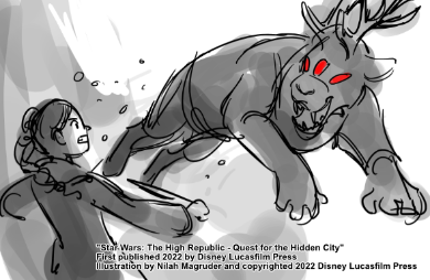 Interior illustrations for Star Wars: The High Republic - Quest for the Hidden City.