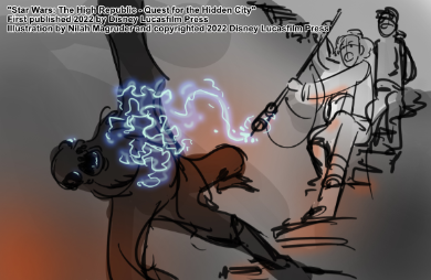Interior illustrations for Star Wars: The High Republic - Quest for the Hidden City.