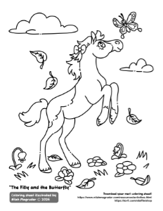 The Filly and the Butterfly Coloring Sheet