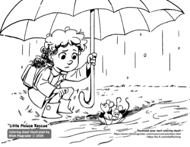 Little Mouse Rescue Coloring Sheet
